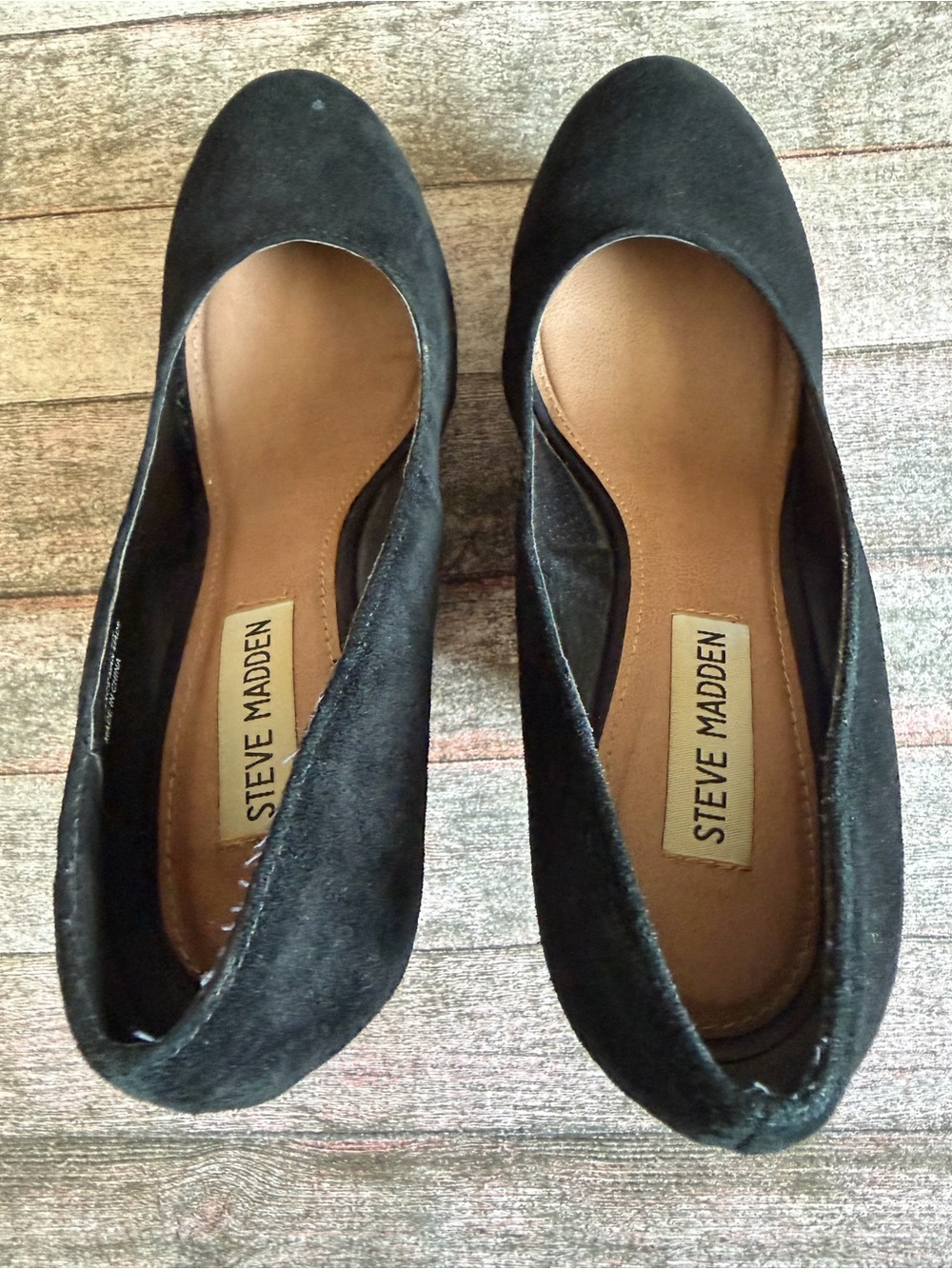 Steve Madden Black Suede Platform Wedge Pumps - Picture 9 of 10